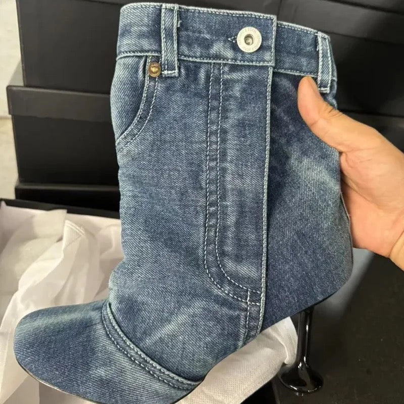 Denim Jean Ankle Heels