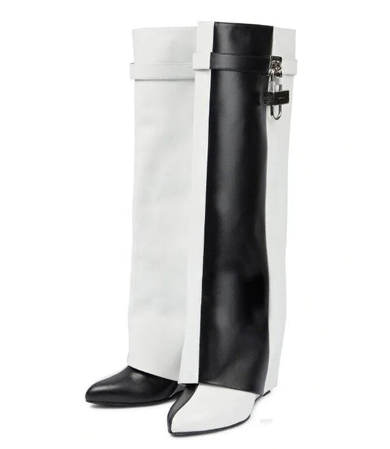 Venchi Patchwork Heel Boots - Dupe Department 