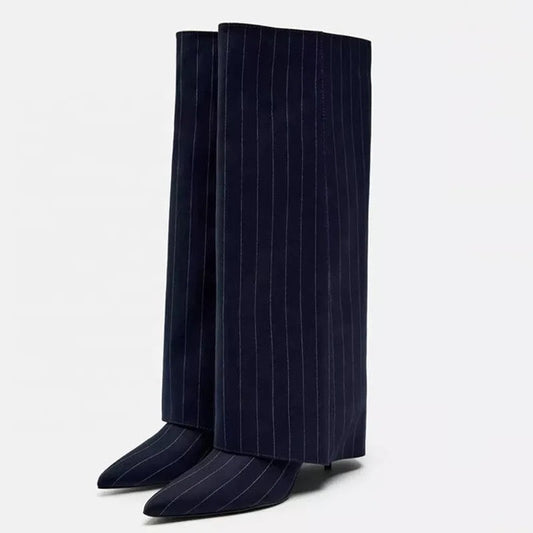 Blue Striped Boots