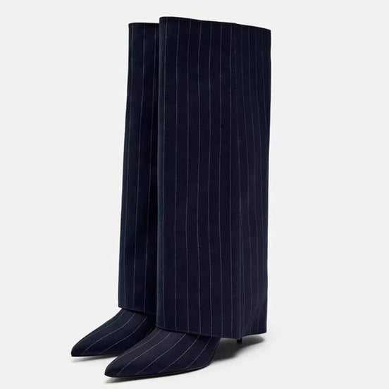 Blue Striped Boots