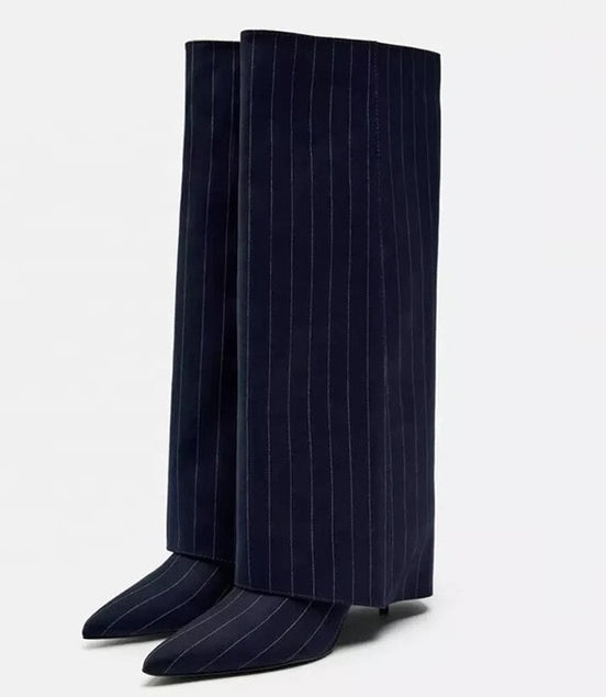 Blue Striped Boots