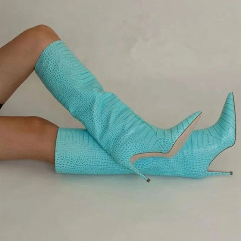 Fluorescent Animal Print Heel Boots - Dupe Department 