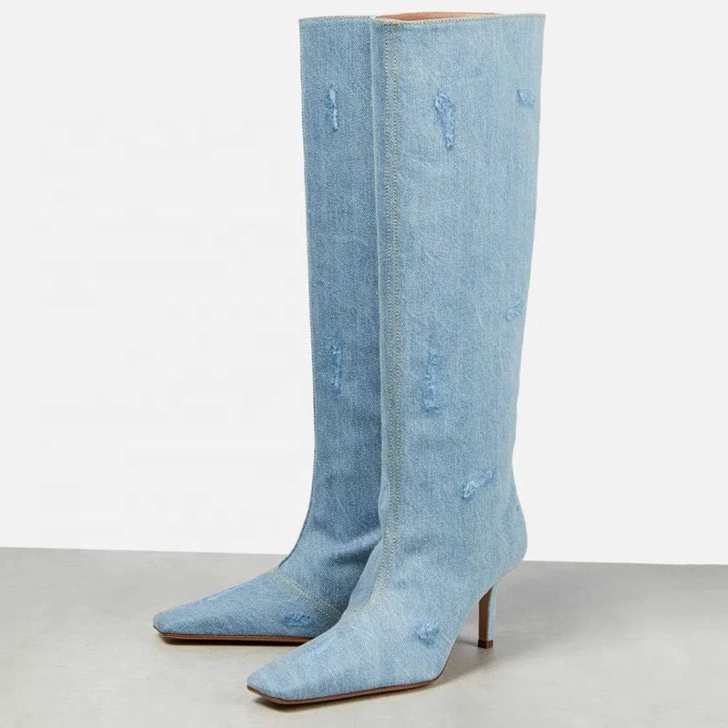 Matte N’ Stone Heel Boots - Dupe Department 
