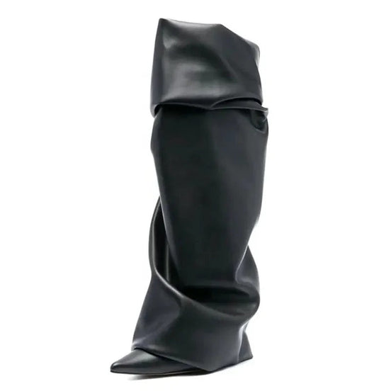 Stiletto X Pleated Boots - Dupe Department 