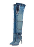 Jean Patchwork Heel Boots - Dupe Department 