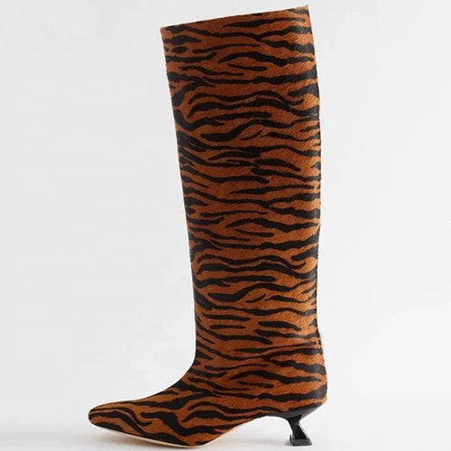 Animal Print Heel Boots - Dupe Department 