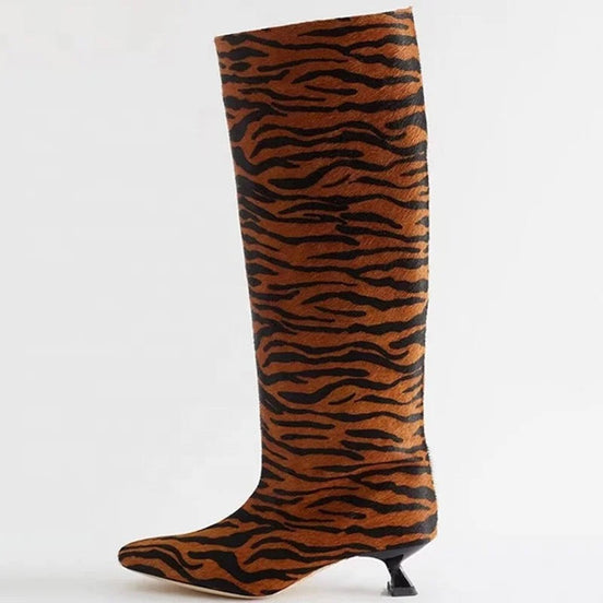 Animal Print Heel Boots - Dupe Department 