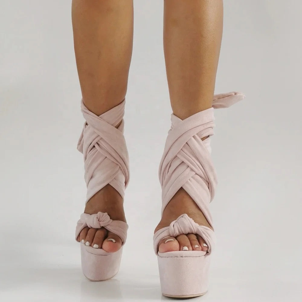 She Pink Velour Stiletto Heels