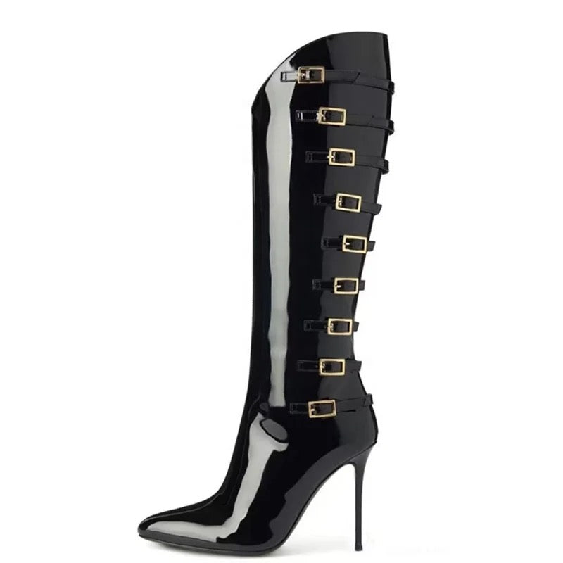 Shiny Patent Heel Boots - Dupe Department 