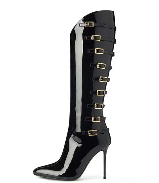 Shiny Patent Heel Boots - Dupe Department 
