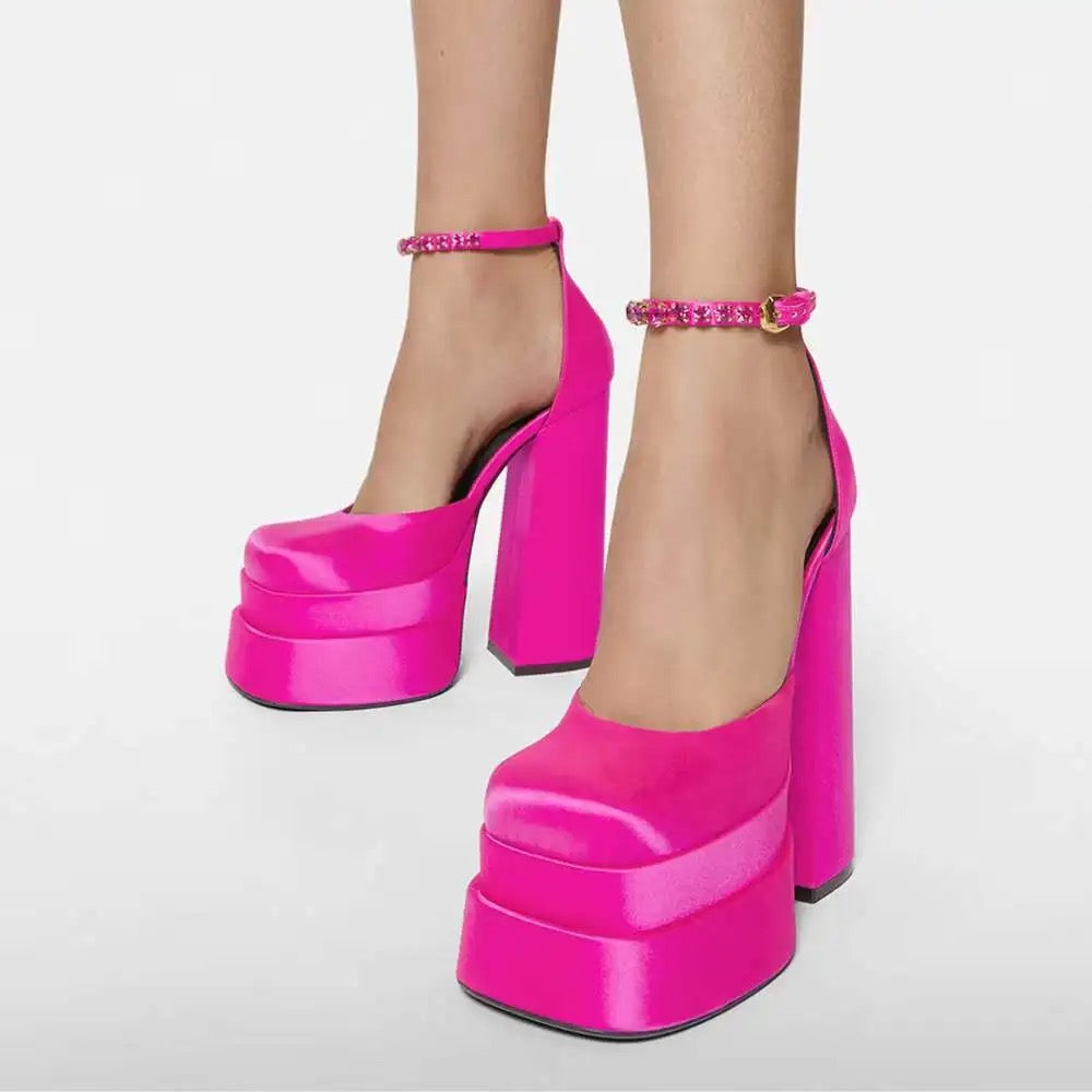 Chunky Suede Platform Heels
