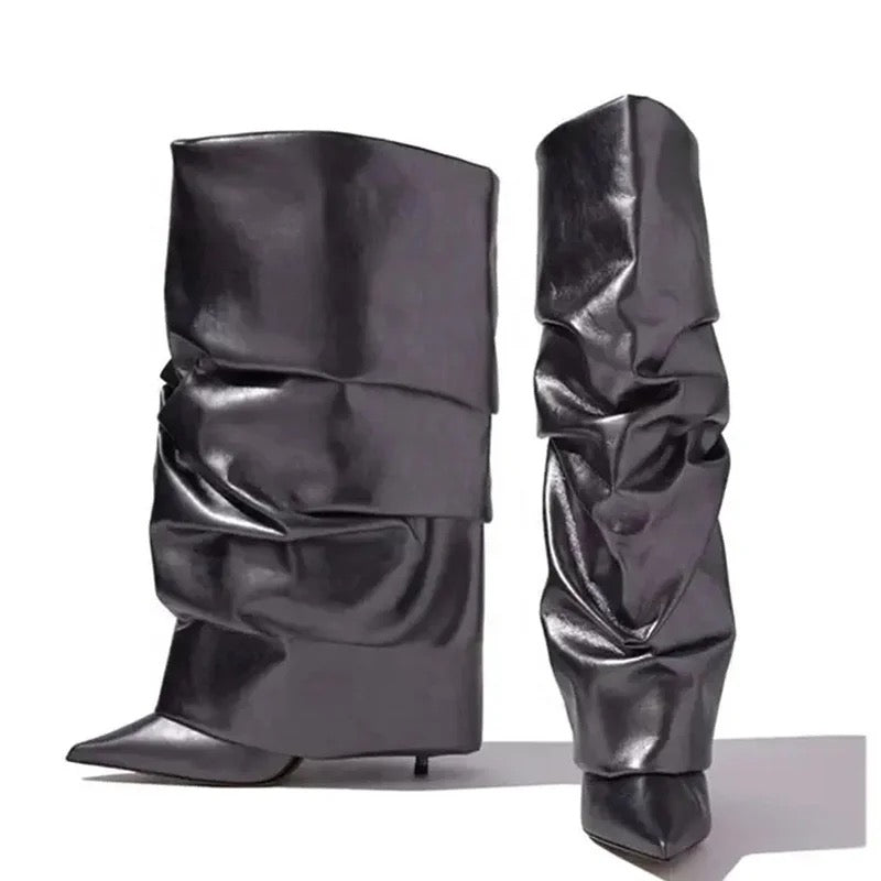 Stiletto X Pleated Boots - Dupe Department 