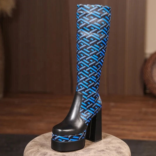 Geo Print Heel Boots - Dupe Department 