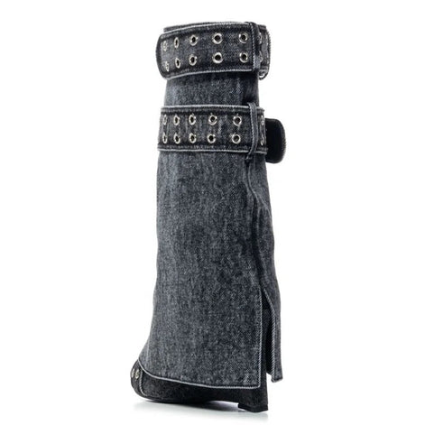 Black Denim Boots - Dupe Department 