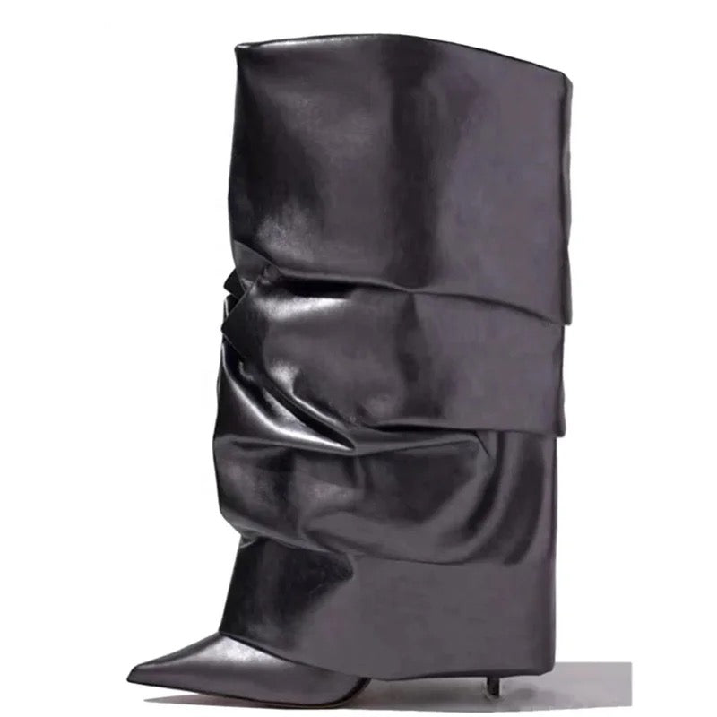 Stiletto X Pleated Boots - Dupe Department 