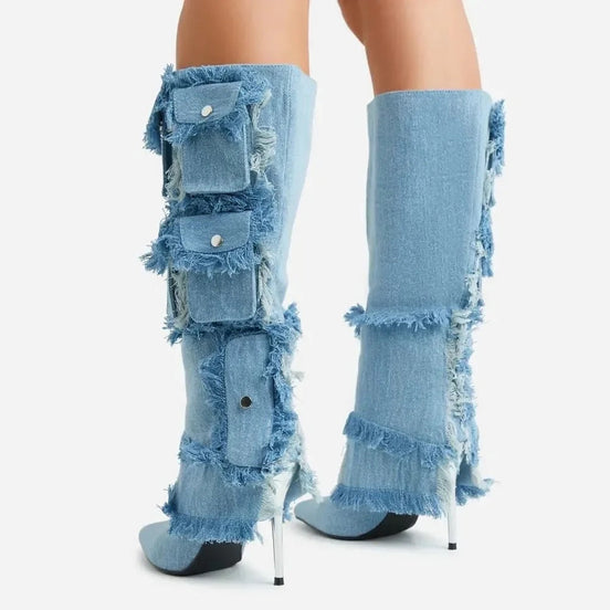 Tassel Pocket Heel Boots