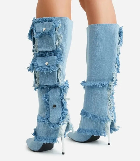 Tassel Pocket Heel Boots
