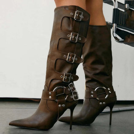 Buckle Up Heel Boots - Dupe Department 