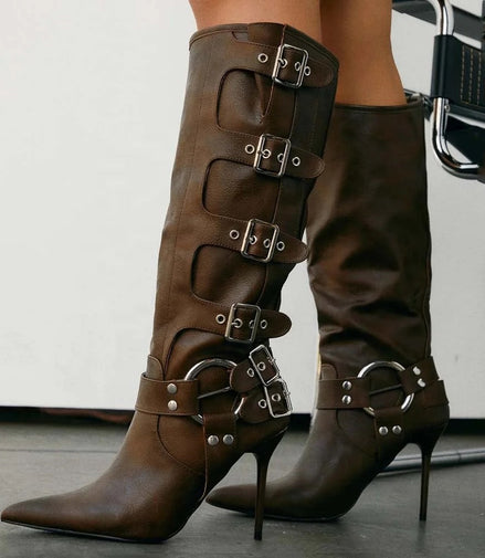 Buckle Up Heel Boots - Dupe Department 
