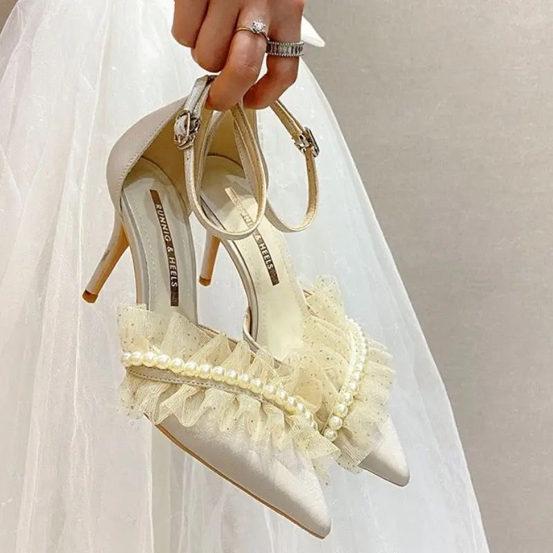 Pearl N’ Flower Heels