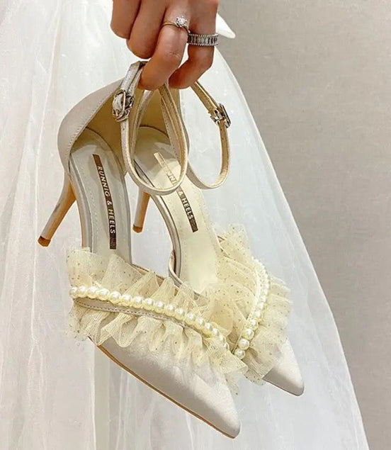 Pearl N’ Flower Heels