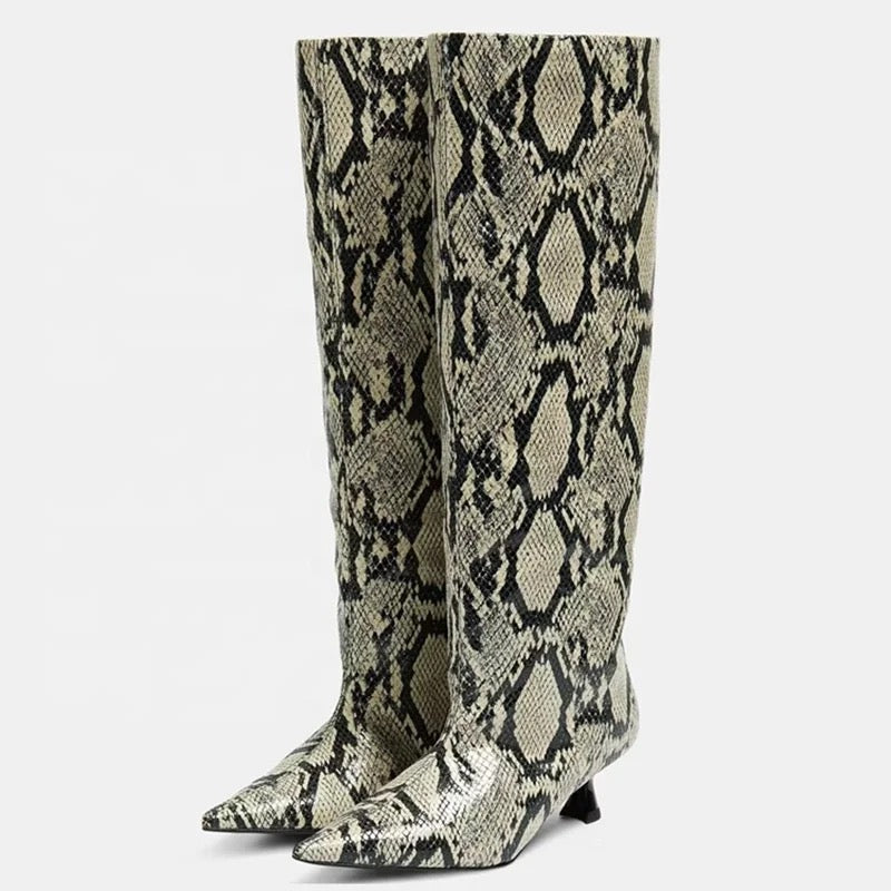 Animal Print Heel Boots - Dupe Department 