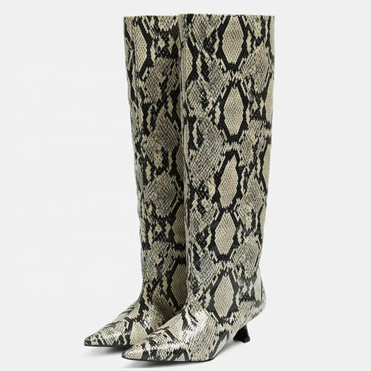 Animal Print Heel Boots - Dupe Department 
