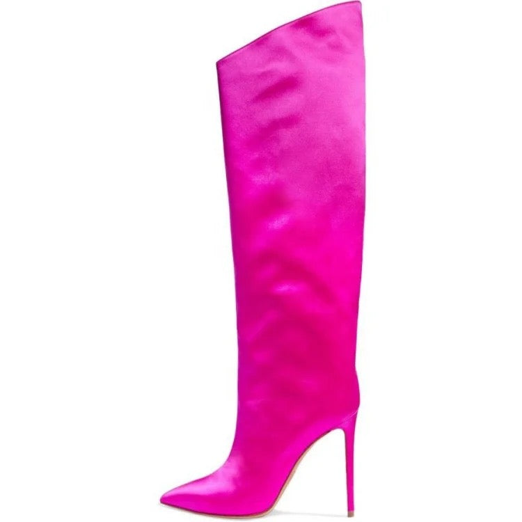 Satin Pump Heel Boots
