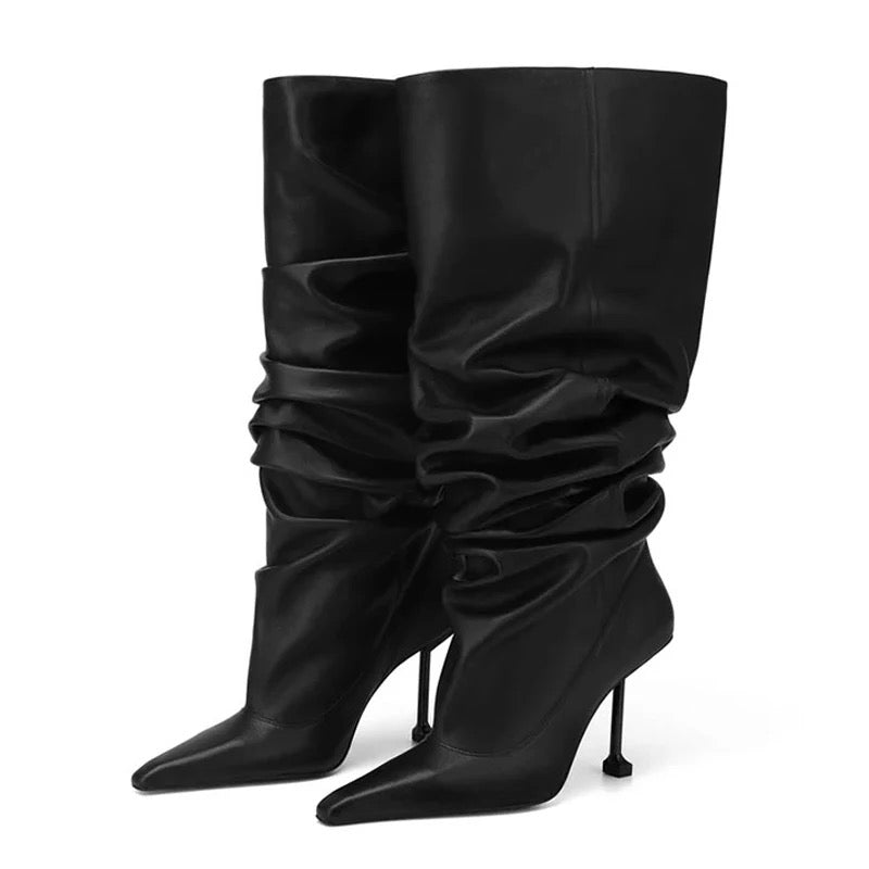 Pleated Up Heel Boots