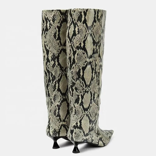 Animal Print Heel Boots - Dupe Department 