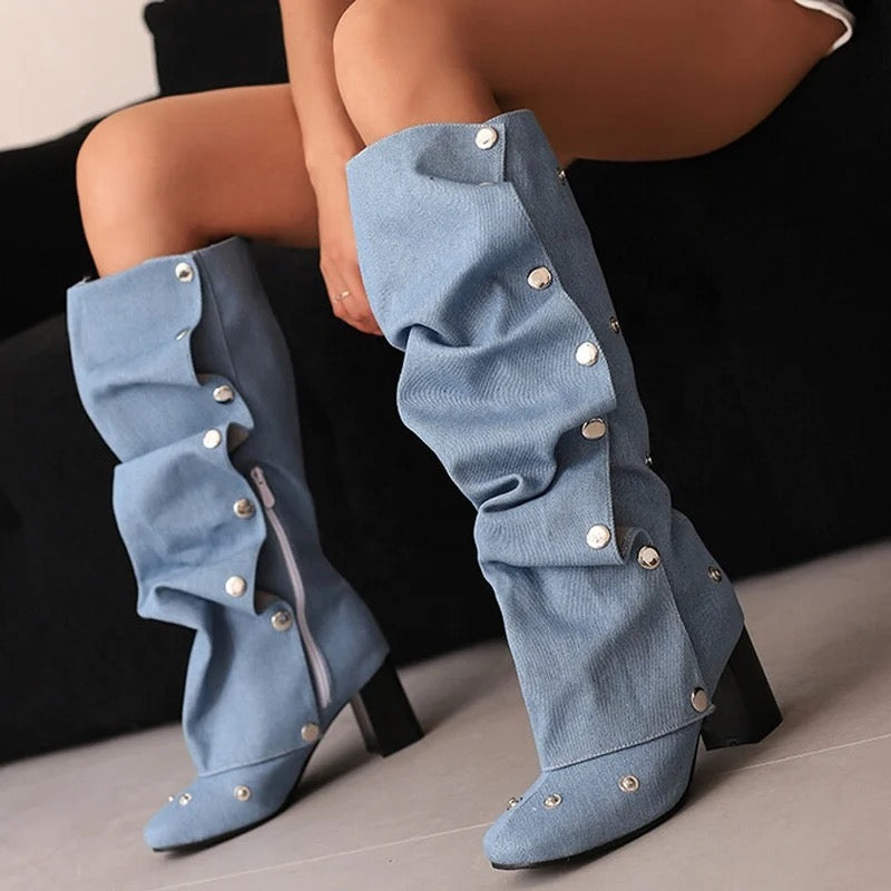 Jean Pleated Boots