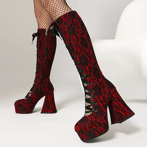 LACE TEMPTATION PLATFORM BOOTS
