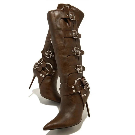 Buckle Up Heel Boots - Dupe Department 