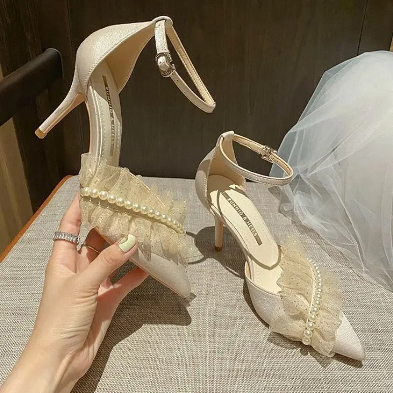 Pearl N’ Flower Heels