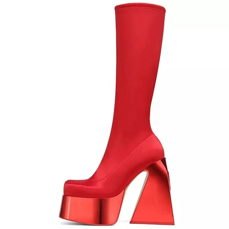 Chrome Bottom Heel Boots - Dupe Department 