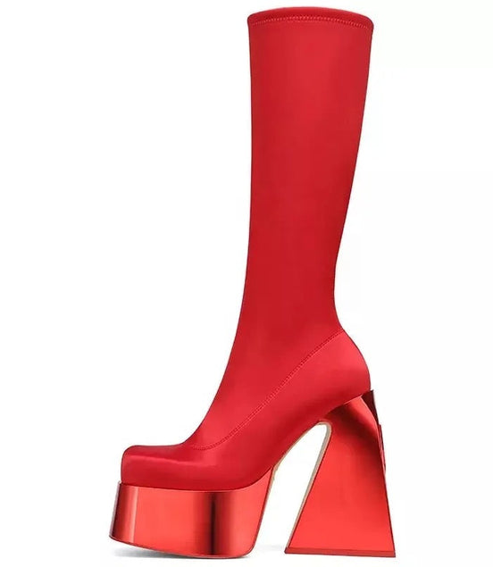 Chrome Bottom Heel Boots - Dupe Department 