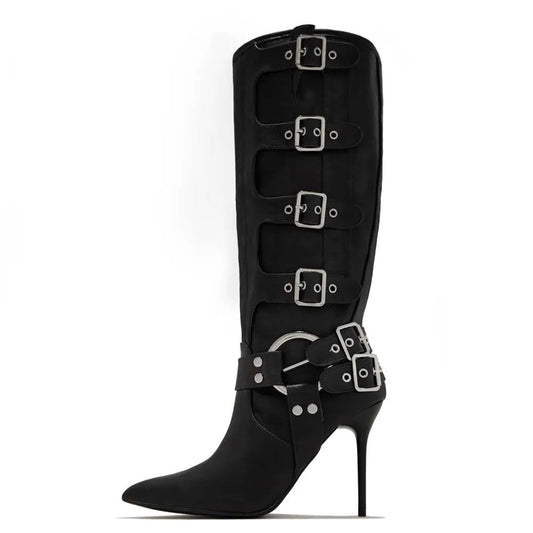 Buckle Up Heel Boots - Dupe Department 