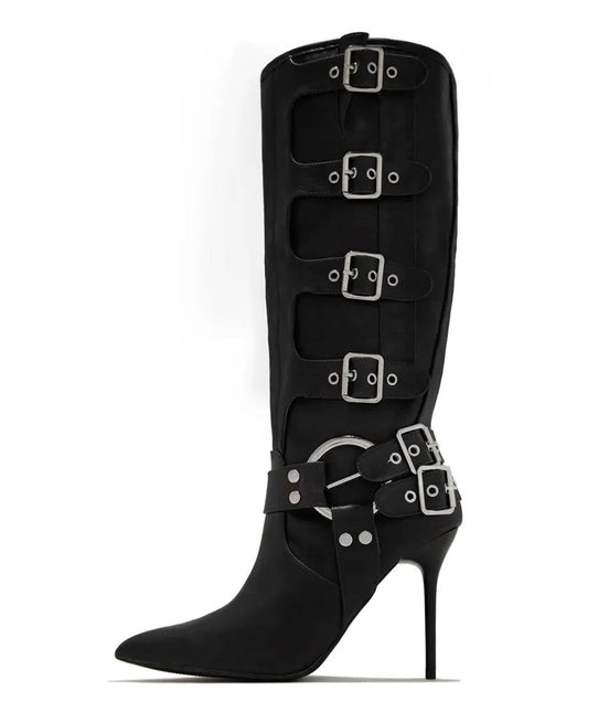 Buckle Up Heel Boots - Dupe Department 