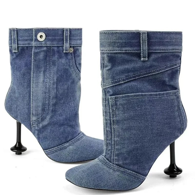 Denim Jean Ankle Heels