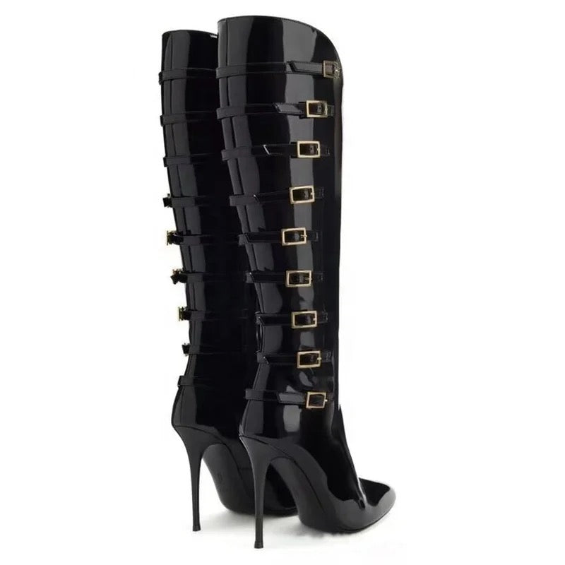 Shiny Patent Heel Boots - Dupe Department 