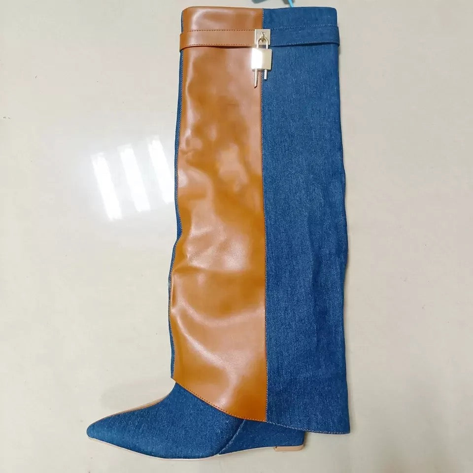 Venchi Patchwork Heel Boots - Dupe Department 