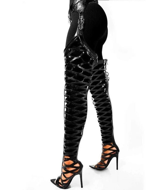 Hollow Out Pants Heels - Dupe Department 