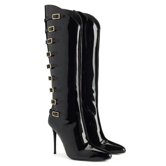 Shiny Patent Heel Boots - Dupe Department 