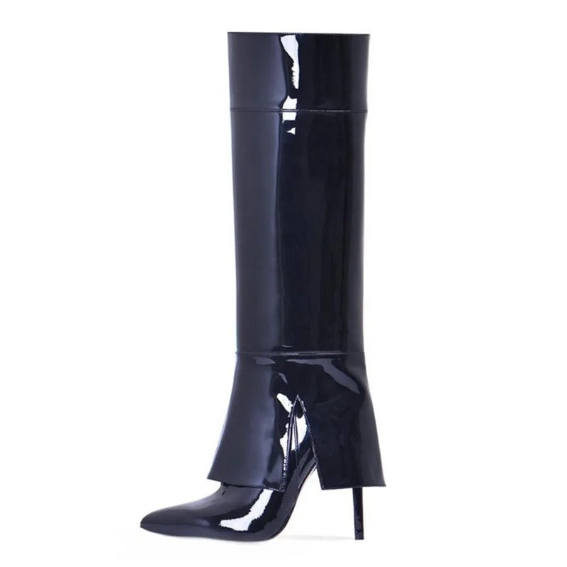 Double Dose Patent Heel Boots - Dupe Department 