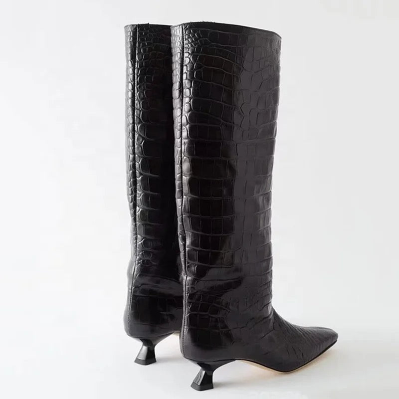 Animal Print Heel Boots - Dupe Department 