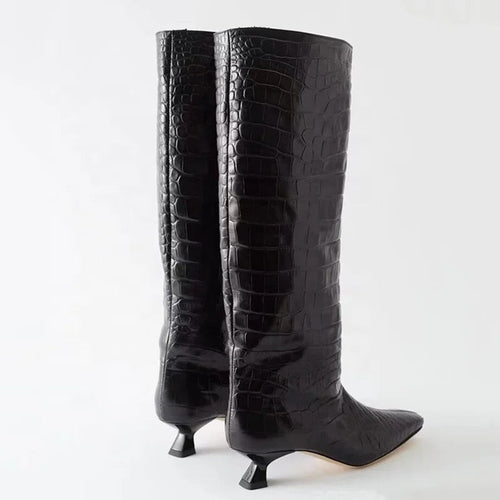 Animal Print Heel Boots - Dupe Department 