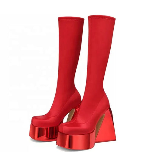 Chrome Bottom Heel Boots - Dupe Department 