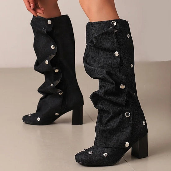 Jean Pleated Boots