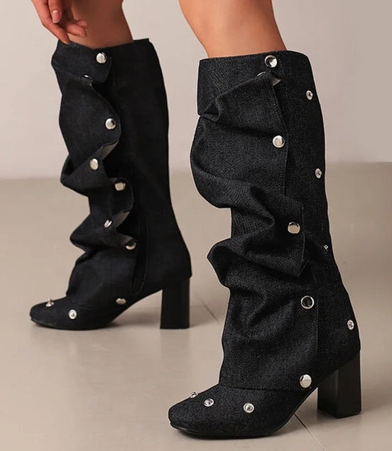 Jean Pleated Boots