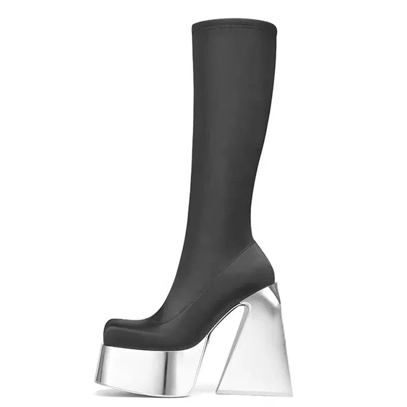 Chrome Bottom Heel Boots - Dupe Department 